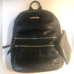 Steve Madden Black Backpack with Wallet/Pouch.